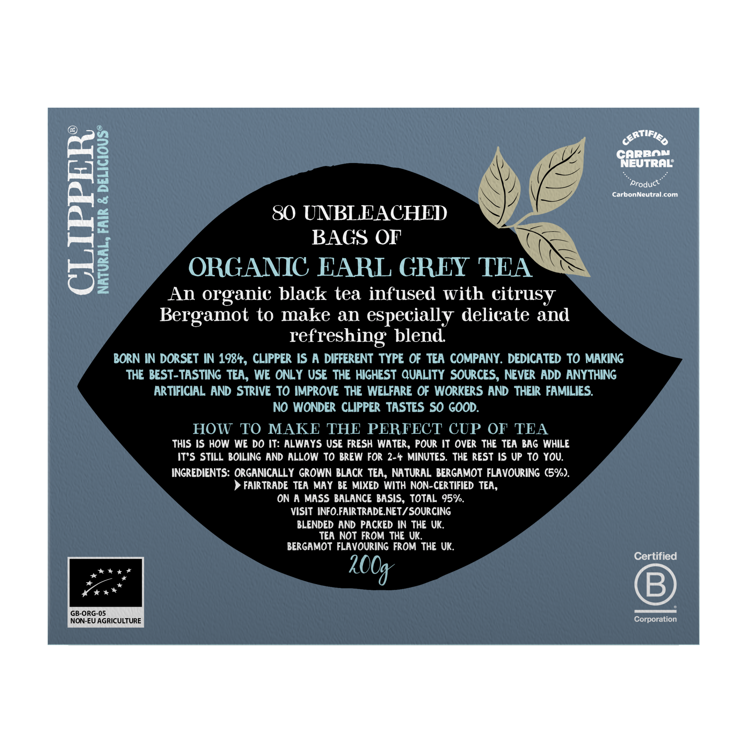 Organic Fairtrade Earl Grey Tea 80 bags